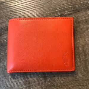 Polo Ralph Lauren orange leather wallet